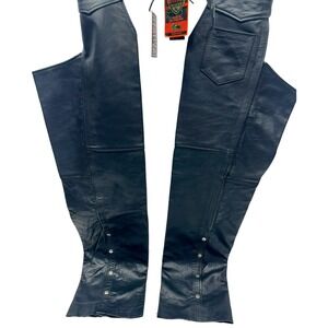 Interstate Men's Leather Black Classic Original Chaps‎ Size XXXL Style #CA 8000